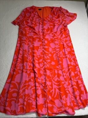 Talbots Orange Dress with Pink Floral Accents